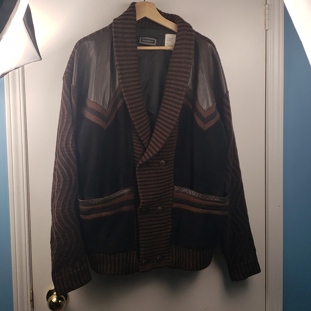 Saxony Vintage Leather Coogie Style Ramie Jacket Size Large